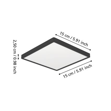 Eglo - Plafoniera da bagno LED/7W/230V 2700/4000/6500K 15x15 cm IP44 nero