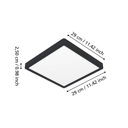 Eglo - LED-Deckenleuchte für Badezimmer, LED/13W/230V, 2700/4000/6500K, 29x29 cm, IP44, schwarz