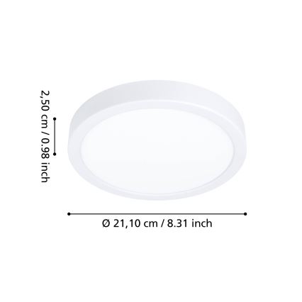 Eglo - Plafonnier LED pour salle de bains, LED 11,5 W / 230 V, 2700/4000/6500 K, Ø 21,1 cm, IP44, blanc