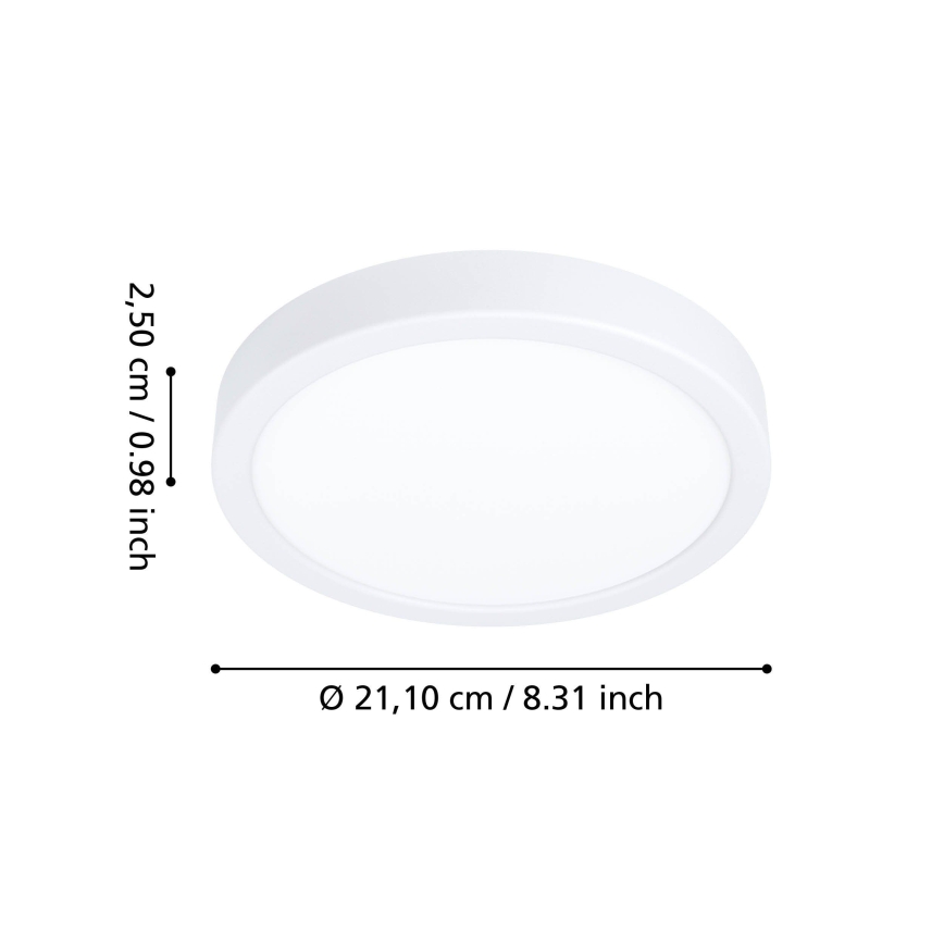 Eglo - Plafonnier LED pour salle de bains, LED 11,5 W / 230 V, 2700/4000/6500 K, Ø 21,1 cm, IP44, blanc