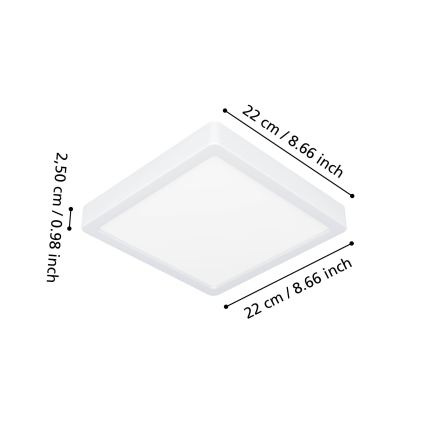 Eglo - Plafoniera da soffitto per bagno LED/10,5W/230V 2700/4000/6500K 22x22 cm IP44 bianco
