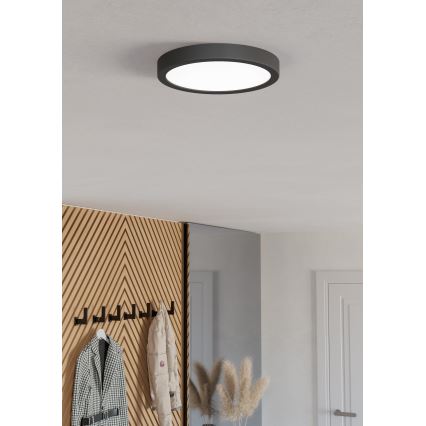 Eglo - Plafonnier de salle de bains LED RGBW dimmable, 11,2 W / 230 V, 2700–6500 K, Ø 21,1 cm, IP44, noir