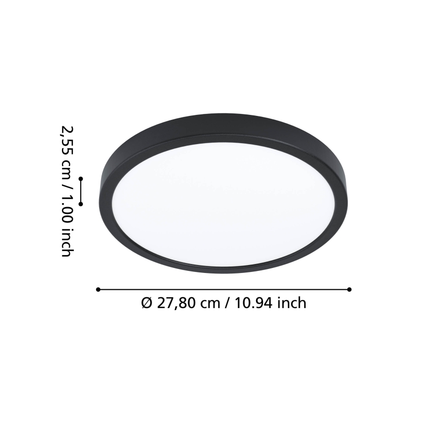 Eglo - Plafonnier de salle de bains LED RGBW dimmable LED/14,3W/230V 2700–6500K Ø 27,8 cm IP44 noir