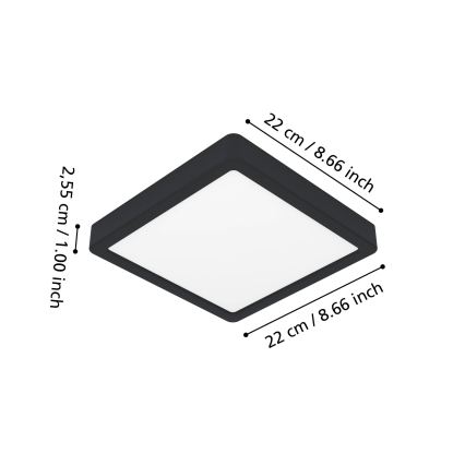 Eglo - LED RGBW dimmbare Badezimmer-Deckenleuchte LED/10,5W/230V 2700-6500K 22x22 cm IP44 schwarz