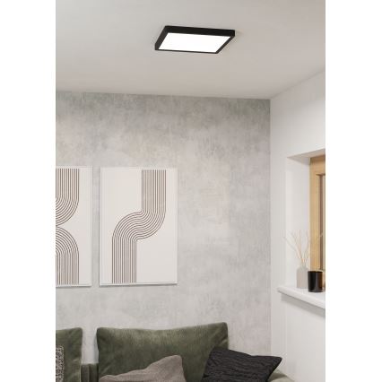 Eglo - Plafonnier LED RGBW dimmable pour salle de bains LED/13,5W/230V 2700-6500K 29,5x29,5 cm IP44 noir