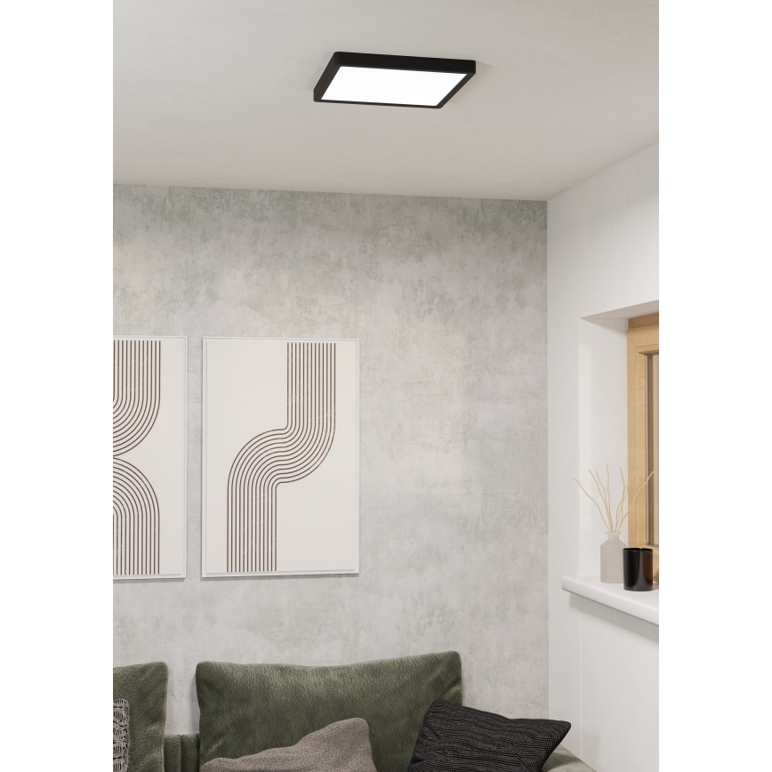 Eglo - Plafonnier LED RGBW dimmable pour salle de bains LED/13,5W/230V 2700-6500K 29,5x29,5 cm IP44 noir