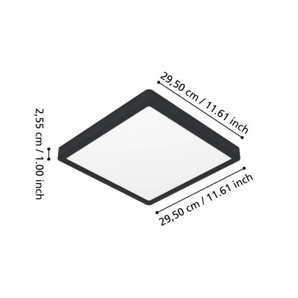 Eglo - LED RGBW, dimmbare Badezimmer-Deckenleuchte LED/13,5W/230V 2700-6500K 29,5x29,5 cm IP44 schwarz
