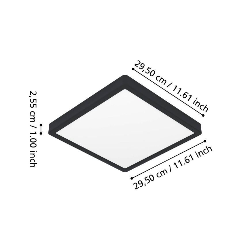 Eglo - LED RGBW, dimmbare Badezimmer-Deckenleuchte LED/13,5W/230V 2700-6500K 29,5x29,5 cm IP44 schwarz