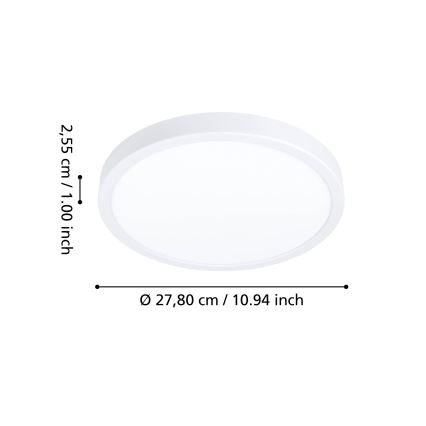 Eglo - Plafonnier LED RGBW dimmable pour salle de bains LED/14,3 W/230 V 2700–6500 K Ø 27,8 cm IP44 blanc