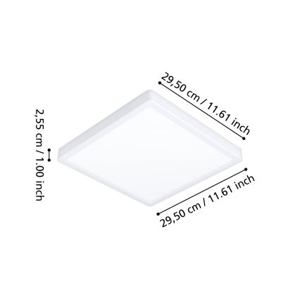 Eglo - Plafonnier LED RGBW dimmable pour salle de bains LED/13,5W/230V 2700-6500K 29,5x29,5 cm IP44 blanc