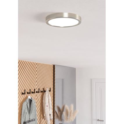 Eglo - Plafonnier LED RGBW dimmable pour salle de bains, 11,2 W, 230 V, 2700-6500K, Ø 21,1 cm, IP44, chrome mat