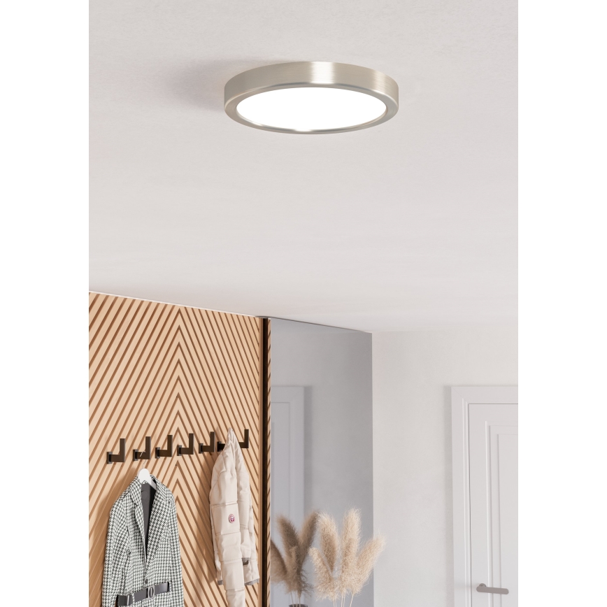 Eglo - Plafonnier LED RGBW dimmable pour salle de bains, 11,2 W, 230 V, 2700-6500K, Ø 21,1 cm, IP44, chrome mat