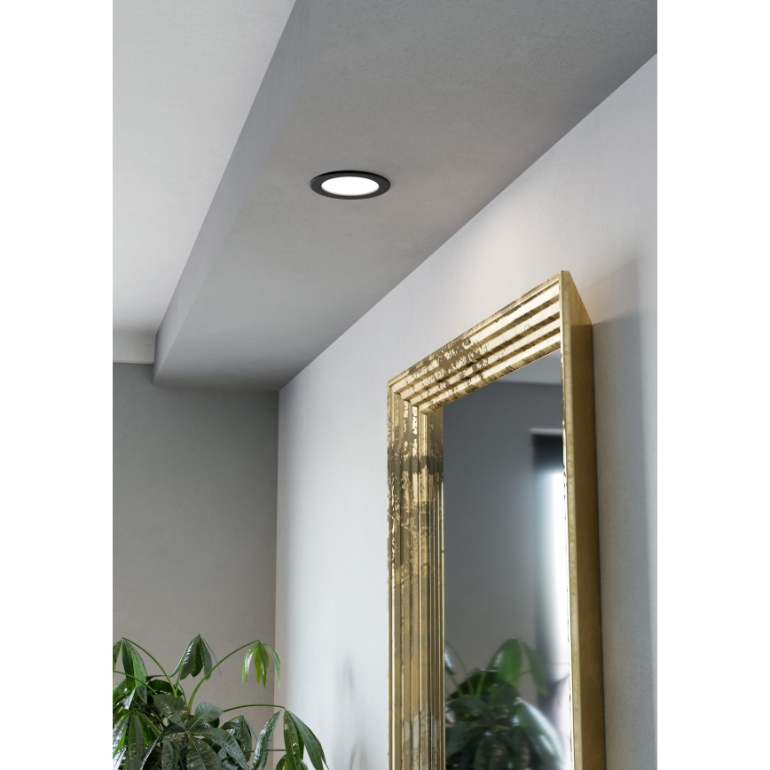 Eglo - Faretto LED da incasso 6,3W, 230V, 2700/4000/6500K, Ø 11,9 cm, nero