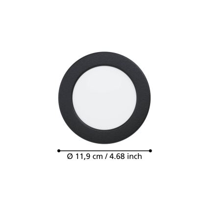 Eglo - LED-Einbauleuchte LED/6,3W/230V 2700/4000/6500K Ø 11,9 cm schwarz