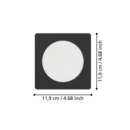 Eglo - Faretto da incasso a LED/6,3W/230V 2700/4000/6500K 11,9x11,9 cm nero