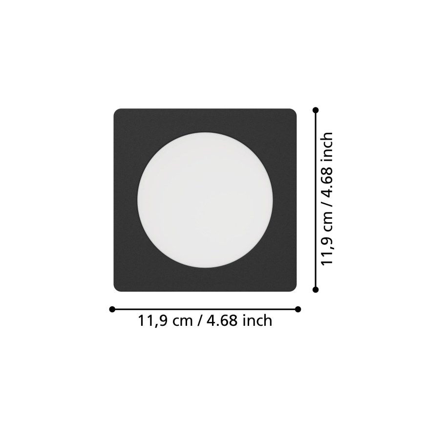 Eglo - Faretto da incasso a LED/6,3W/230V 2700/4000/6500K 11,9x11,9 cm nero