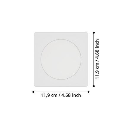 Eglo - Faretto da incasso a LED/6,3W/230V 2700/4000/6500K 11,9x11,9 cm bianco