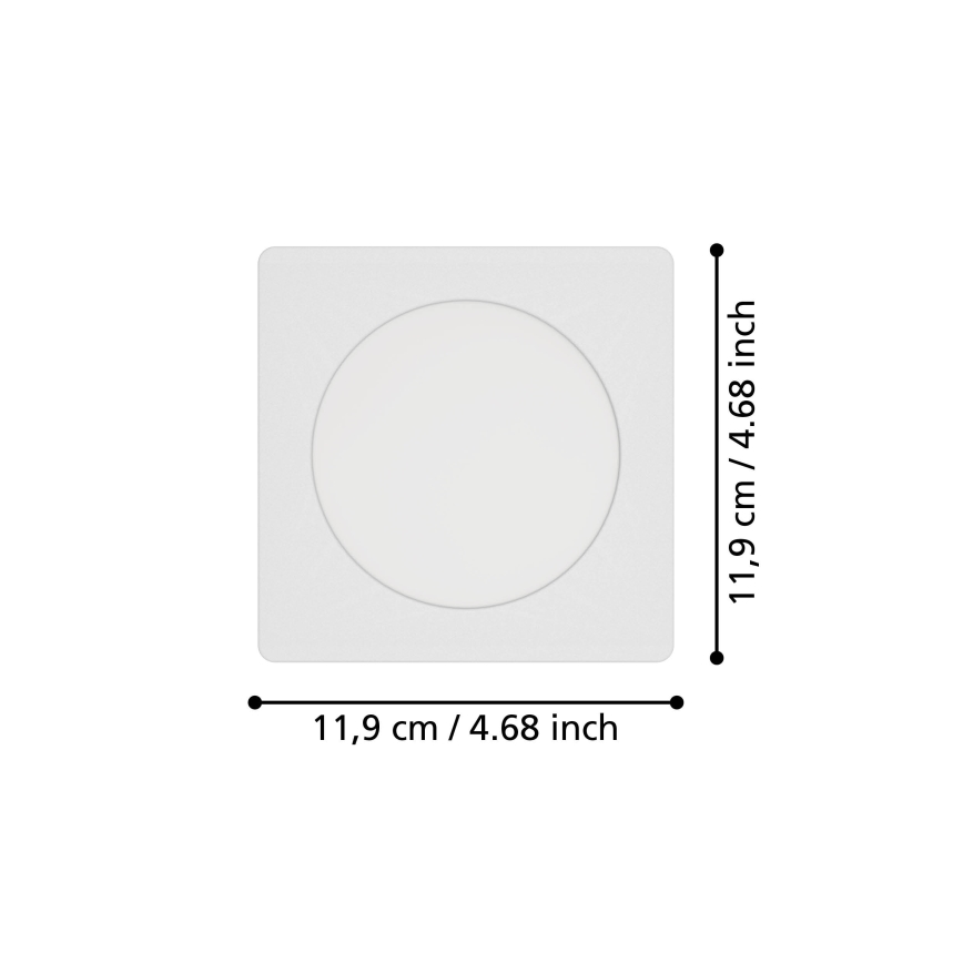Eglo - Faretto da incasso a LED/6,3W/230V 2700/4000/6500K 11,9x11,9 cm bianco