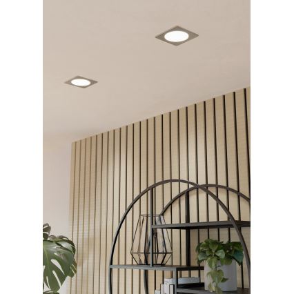 Eglo - Plafonnier encastré LED 6,3 W, 230 V, 2700/4000/6500 K, 11,9 x 11,9 cm, chrome mat