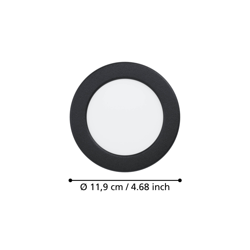 Eglo - LED-Badezimmer-Einbauleuchte LED/6,3W/230V 2700/4000/6500K Ø 11,9 cm IP44 schwarz