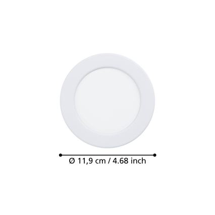 Eglo - Faretto da incasso a LED per bagno, 6,3W/230V, 2700/4000/6500K, Ø 11,9 cm, IP44, bianco