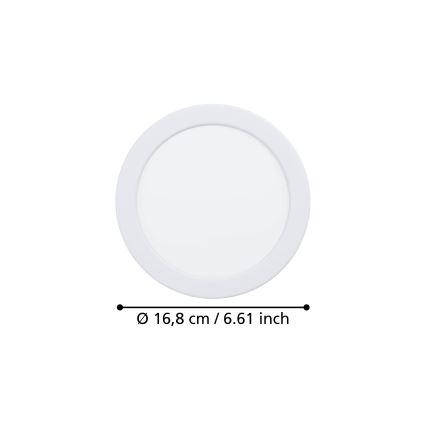 Eglo - Plafonnier LED encastré pour salle de bains LED, 10,5W/230V, 3 températures de couleur (2700/4000/6500K), Ø 16,8 cm, IP44, blanc