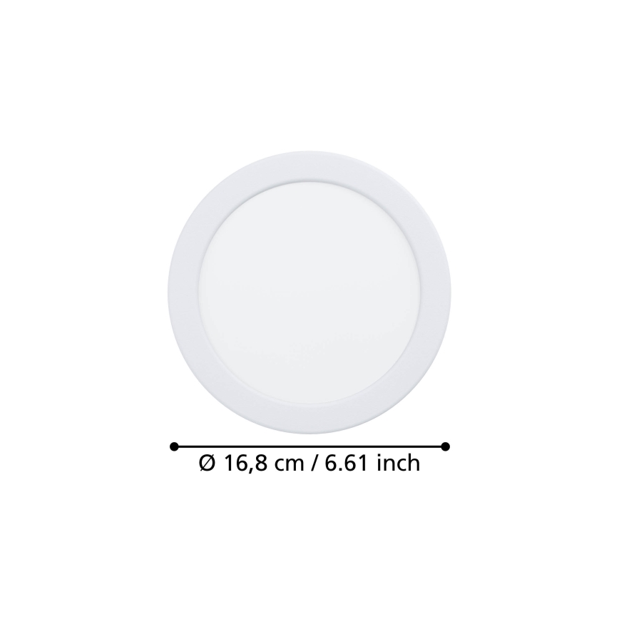 Eglo - Plafonnier LED encastré pour salle de bains LED, 10,5W/230V, 3 températures de couleur (2700/4000/6500K), Ø 16,8 cm, IP44, blanc