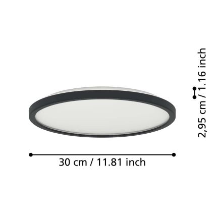 Eglo - Plafoniera LED da esterno LED/13,9W/230V 2700/4000/6500K diametro 30 cm IP44 nero