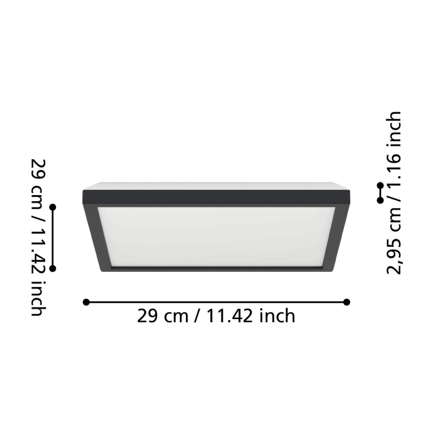Eglo - LED-Deckenleuchte für den Outdoor-Bereich LED/13,4W/230V 2700/4000/6500K 29x29 cm IP44 schwarz