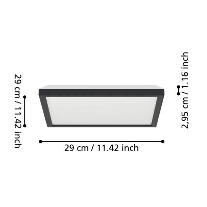 Eglo - Plafoniera LED da esterno LED/13,4W/230V 2700/4000/6500K 29x29 cm IP44 nero