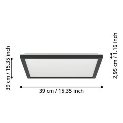 Eglo - Plafoniera LED da esterno LED/17,6W/230V 2700/4000/6500K 39x39 cm IP44 nero