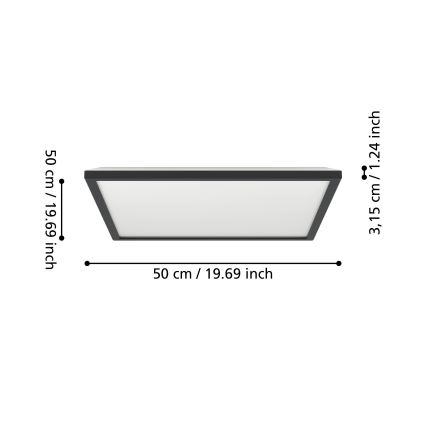 Eglo - Plafoniera LED da esterno LED/17W/230V 2700/4000/6500K 50x50 cm IP44 nero