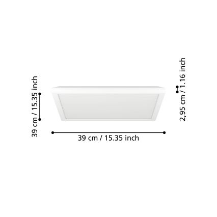 Eglo - LED-Deckenleuchte für Badezimmer LED/17,6W/230V 2700K/4000K/6500K 39x39 cm IP44 weiß