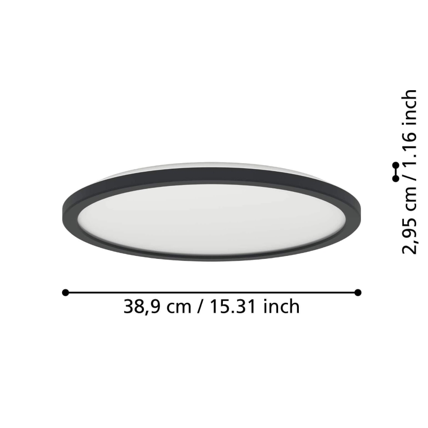 Eglo - LED Dimmerabile per esterni soffitto chiaro LED/18,5W/230V 2700-6500K diametro 38,9 cm IP44 nero + telecomando