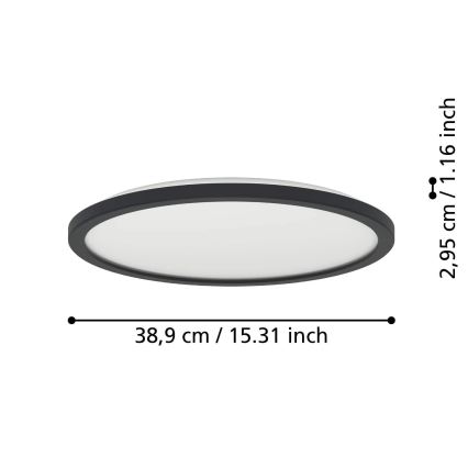 Eglo - Plafonnier extérieur à intensité variable LED/18,5W/230V 2700-6500K d. 38,9 cm IP44 noir + télécommande