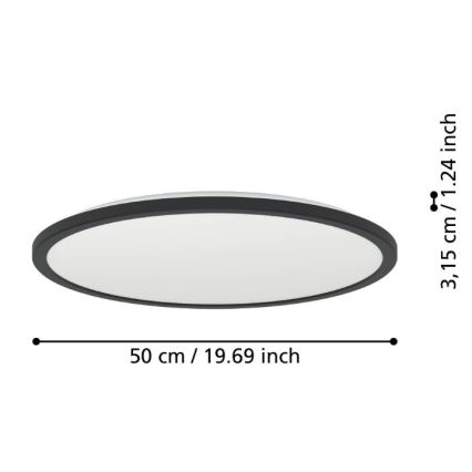 Eglo - Dimmbare LED-Outdoor-Deckenleuchte LED/16,8W/230V 2700-6500K d 50 cm IP44 schwarz + Fernbedienung