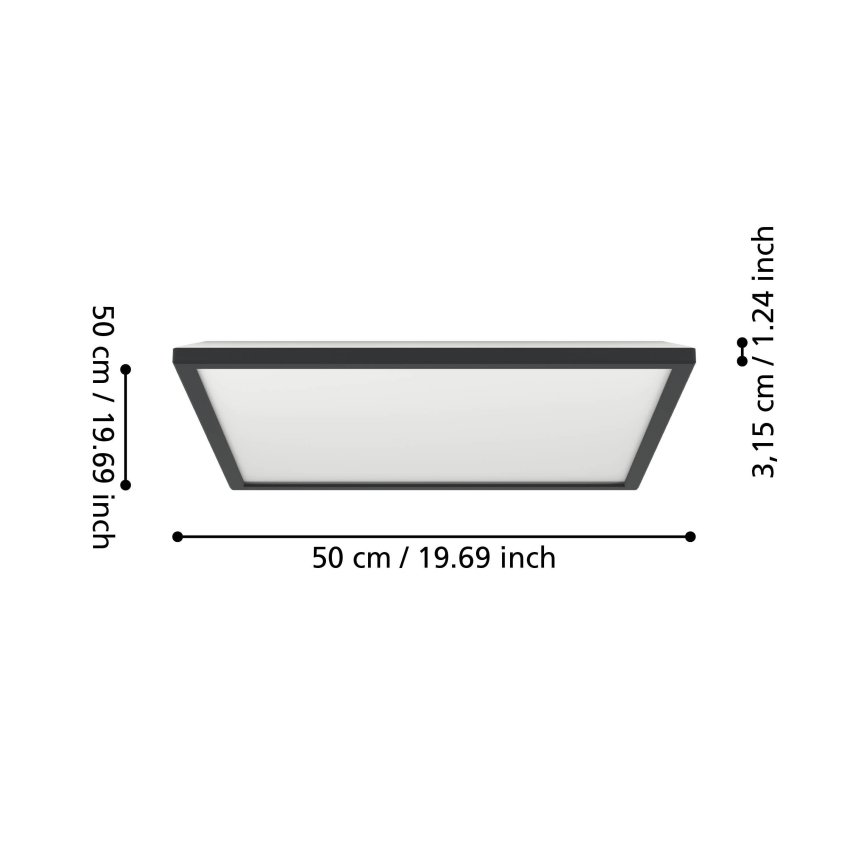 Eglo 901457 - LED Dimmerabile per esterni soffitto chiaro LED/17W/230V 2700-6500K 50x50 cm IP44 nero + telecomando