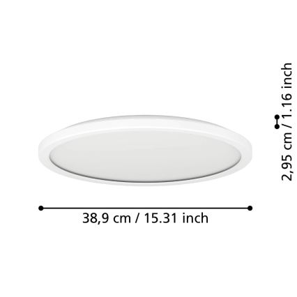 Eglo - LED Dimmerabile per esterni soffitto chiaro LED/18,5W/230V 2700-6500K diametro 38,9 cm IP44 bianco + telecomando