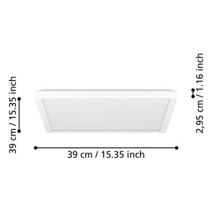 Eglo - Plafonnier extérieur à intensité variable LED/17,6W/230V 2700-6500K 39x39 cm IP44 blanc + télécommande
