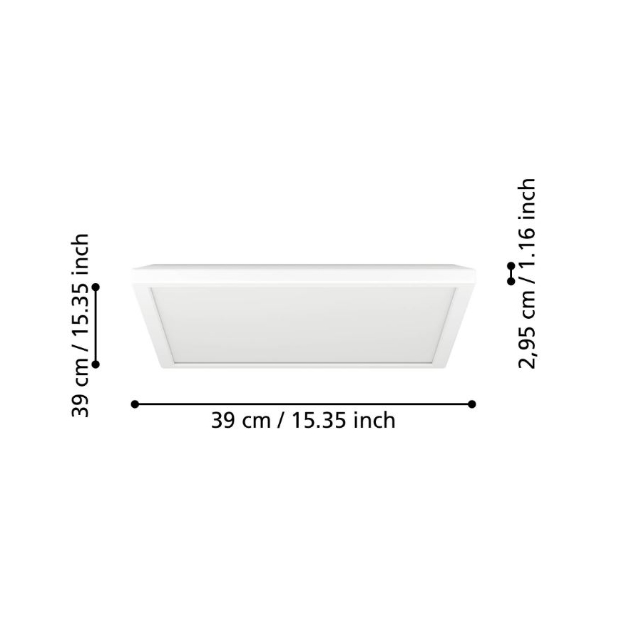 Eglo - Plafonnier extérieur à intensité variable LED/17,6W/230V 2700-6500K 39x39 cm IP44 blanc + télécommande