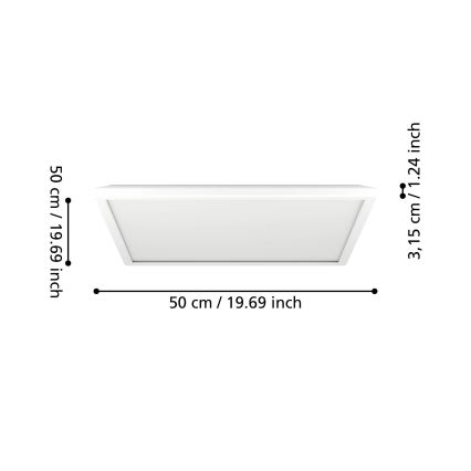 Eglo - Dimmbare LED-Outdoor-Deckenleuchte LED/17W/230V 2700-6500K 50x50 cm IP44 weiß + Fernbedienung