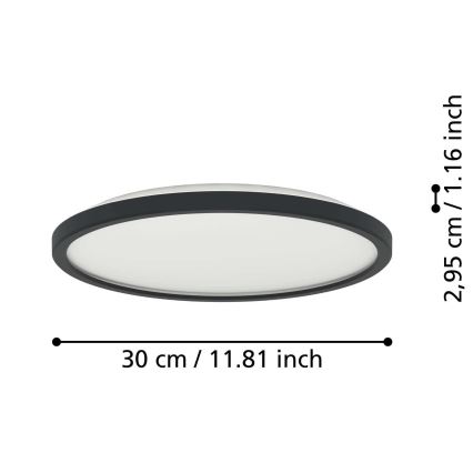 Eglo - LED RGBW Dimmerabile per esterni soffitto chiaro LED/13,9W/230V 2700-6500K diametro 30 cm IP44 nero ZigBee