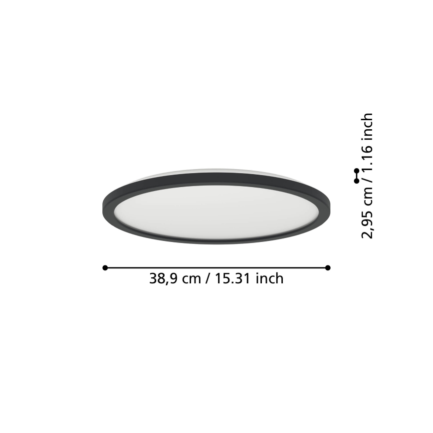 Eglo - Plafonnier extérieur RGBW à intensité variable LED/18,5W/230V 2700-6500K d. 38,9cm IP44 noir ZigBee