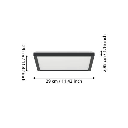 Eglo - LED RGBW Dimmerabile per esterni soffitto chiaro LED/13,4W/230V 2700-6500K 29x29 cm IP44 nero