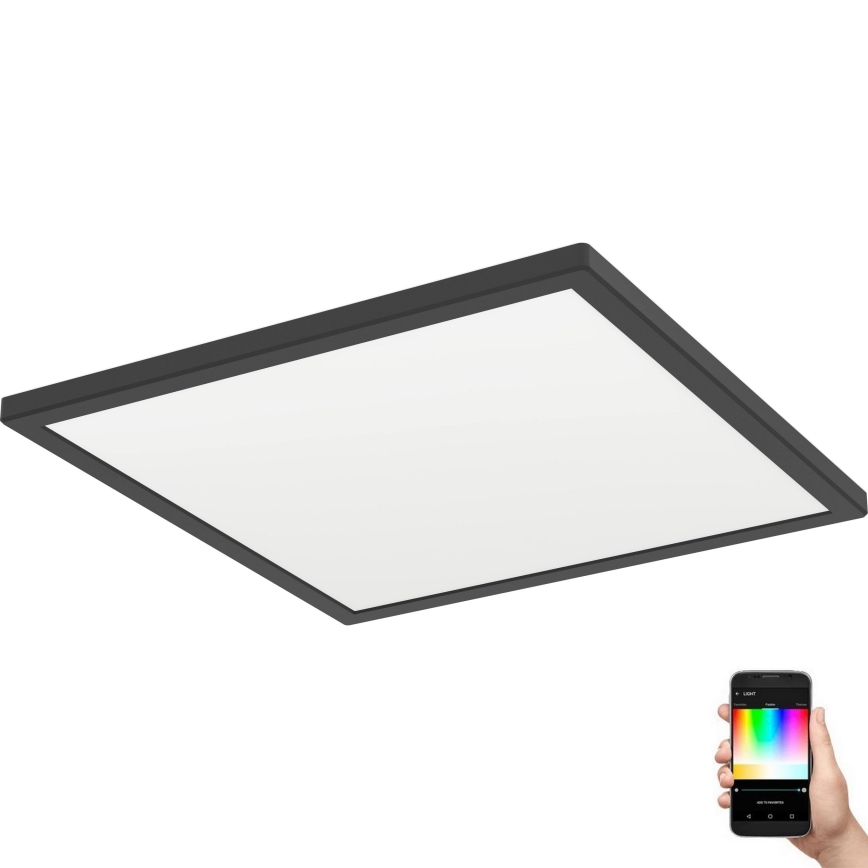Eglo - Dimmbare LED-RGBW-Deckenleuchte für Badezimmer LED/17,6W/230V 2700-6500K 39x39 cm IP44 schwarz ZigBee