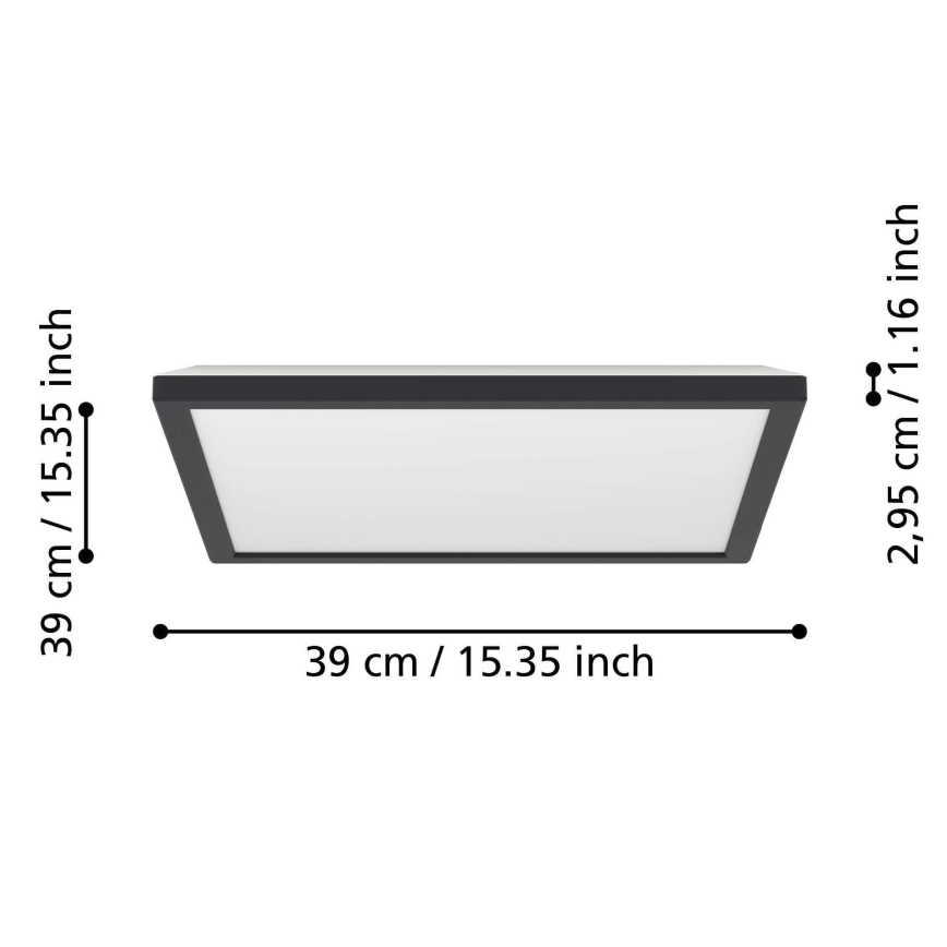 Eglo - Plafonnier extérieur RGBW à intensité variable LED/17,6W/230V 2700-6500K 39x39 cm IP44 noir ZigBee