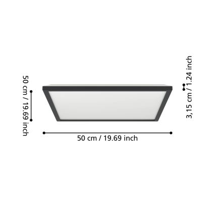 Eglo - LED RGBW Dimmerabile per esterni soffitto chiaro LED/17W/230V 2700-6500K 50x50cm IP44 nero ZigBee