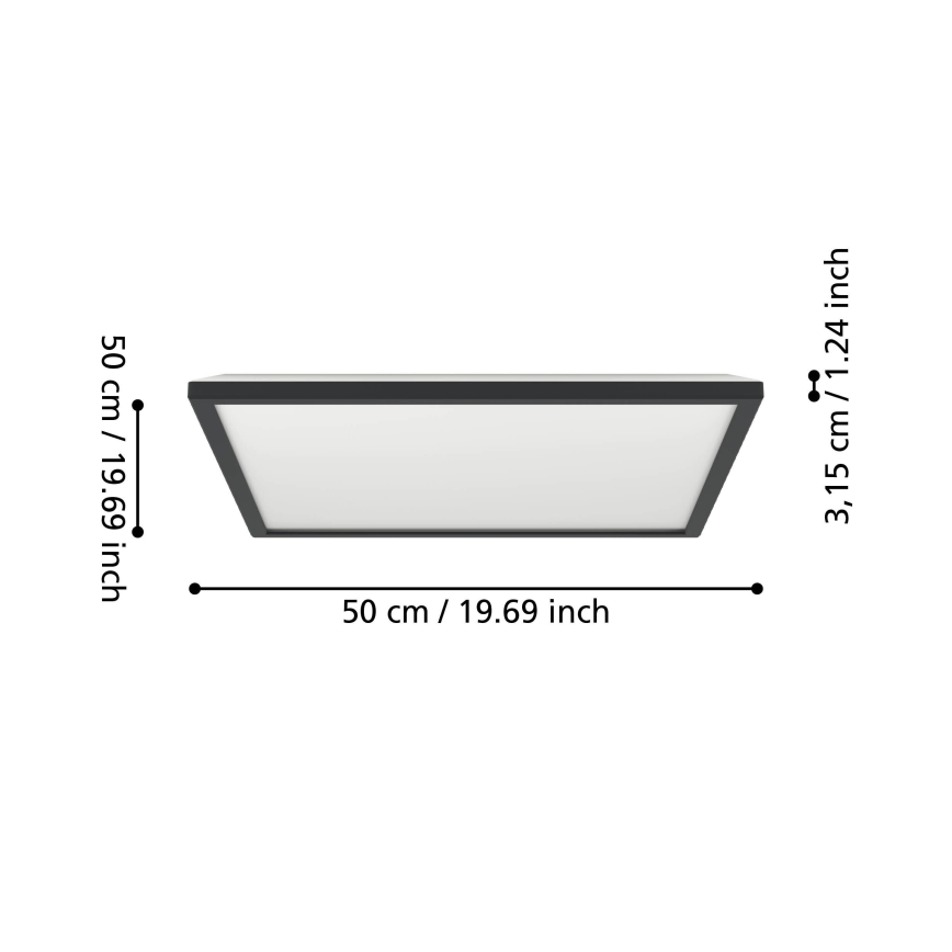 Eglo - LED RGBW Dimmerabile per esterni soffitto chiaro LED/17W/230V 2700-6500K 50x50cm IP44 nero ZigBee
