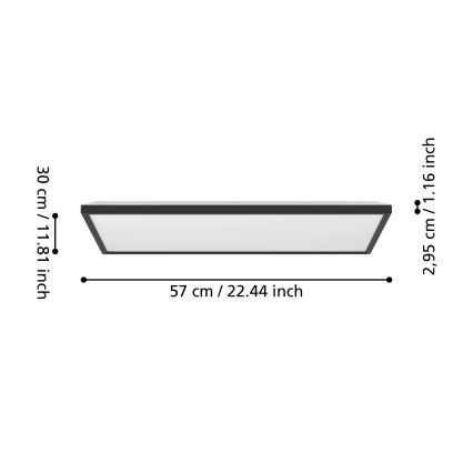 Eglo - Plafonnier extérieur RGBW à intensité variable LED/17,2W/230V 2700-6500K 30x57cm IP44 noir ZigBee