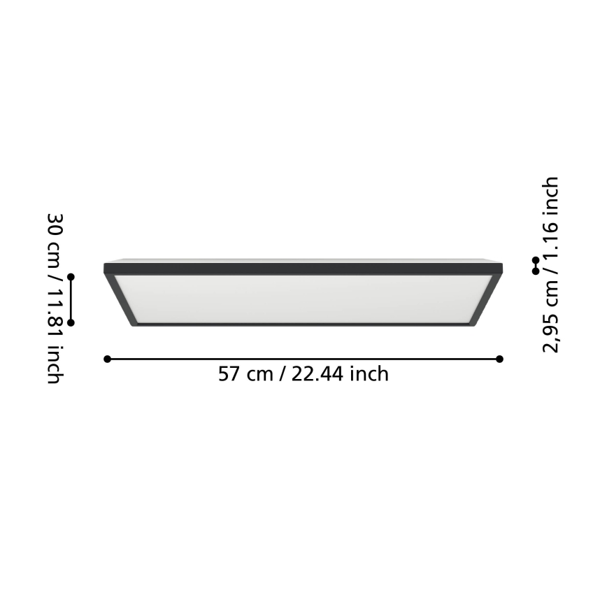 Eglo - Plafonnier extérieur RGBW à intensité variable LED/17,2W/230V 2700-6500K 30x57cm IP44 noir ZigBee